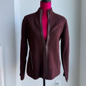 Sigrid Olsen Deep plum Zip-Up Sweater – Women's Medium